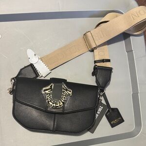 True Religion Black and Tan Crossbody Bag